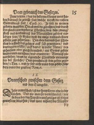 IX. Unterscheid zwischen dem Gesetz und dem Evangelio.