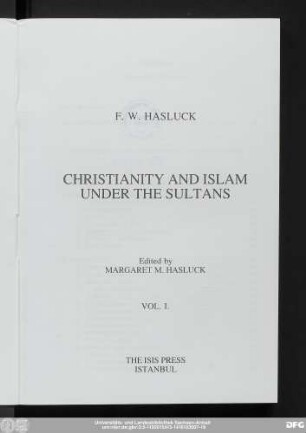 1: Christianity and Islam under the sultans