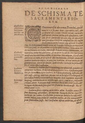 De Schismate Sacramentariorum.