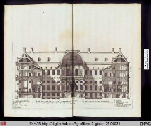 Door Gesnede Gevel van 't Amsterdams Stadt-huys Haer voor gevel ten Oosten wegh genomen.
