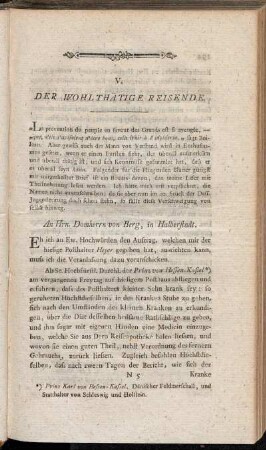 V. Der wohltätige Reisende.