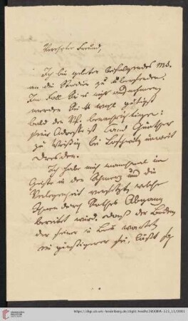 Korrespondenz August Tholuck / Carl Ullmann: Brief von August Tholuck an Carl Ullmann