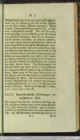 XXXVI. Unaussprechliche Erfahrungen der unsichtbaren Welt