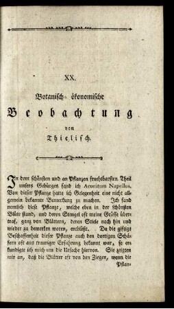 XX. Botanisch-ökonomische Beobachtung.