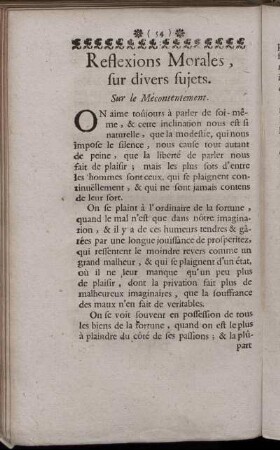 Reflixion Morales, sur divers sujets.