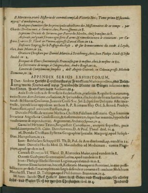 Appendix Serius Exhibitorum.