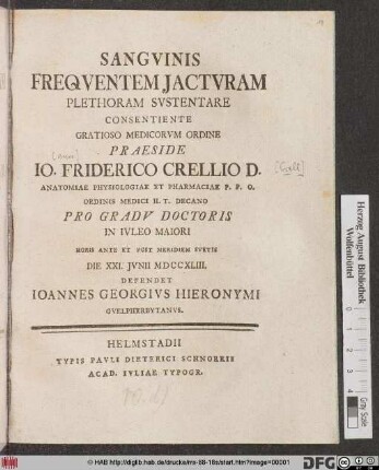Sangvinis Freqventem Jactvram Plethoram Svstentare ...