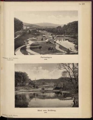 Taf. 37. Parkanlagen. 1894 / Blick zum Rehlberg. 1896