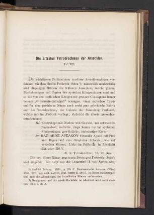 Die ältesten Tetradrachmen der Arsaciden. Taf. VIII
