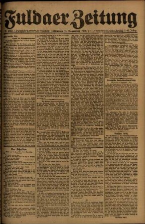 Ausgabe vom Dienstag, den 11. November 1919.