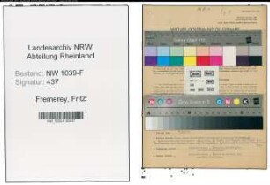 Entnazifizierung Fritz Fremerey , geb. 21.04.1895 (Architekt)