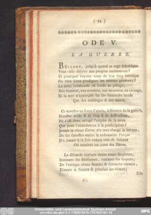 Ode V. La Guerre.