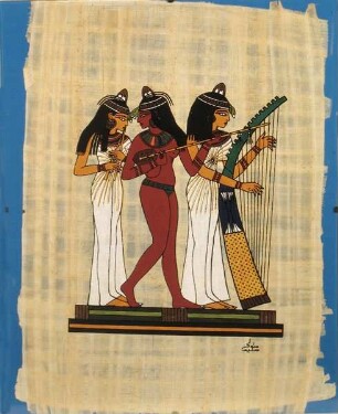 DREI ÄGYPISCHE MUSIKERINNEN AUF PAPYRUS