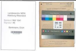 Entnazifizierung Erich Bankmann , geb. 08.07.1905 ()