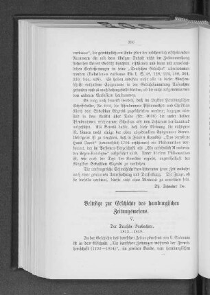 Beiträge zur Geschichte des hamburgischen Zeitungswesens.