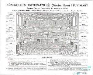 Fischer, Theodor; Heilbronn; Stadt-Theater - Bestuhlungsplan mit Bezeichnung der nummerierten Plätze