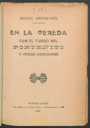 En la vereda : con el tango del porteñito y otras canciones