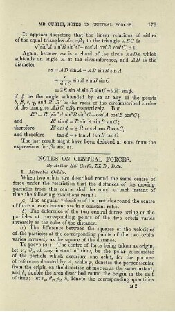 Notes on central forces.
