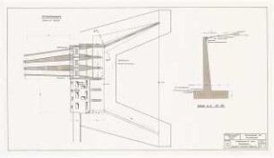 Pumpspeicherwerk, Berlin Schinkelwettbewerb 1964: Einlaufbauwerk: Grundriss, Draufsicht, Flügelmauer 1:200, 1:100