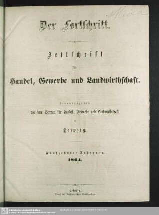 15.1864: Der Fortschritt : Zeitschrift für Handel, Gewerbe u. Landwirthschaft