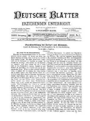 Charakterbildung bei Herbart und Meumann : Speziell die Bedeutung des Vorstellungslebens für die Charakterbildung ; (Fortsetzung)