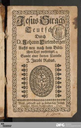 Jesus Sirach Teutsch