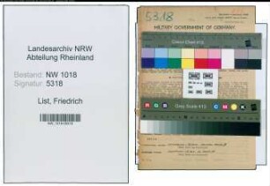 Entnazifizierung Friedrich List , geb. 14.02.1904 (Technischer Angestellter)