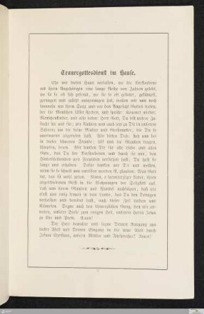 Trauergottesdienst im Hause