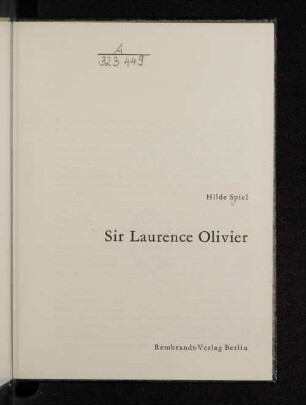 Sir Laurence Olivier