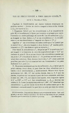 SUR LE CERCLE TANGENT A TROIS CERCLES DONNÉE.