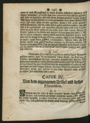 Caput IV. Von dem ergangenen Urthel und dessen Execution.