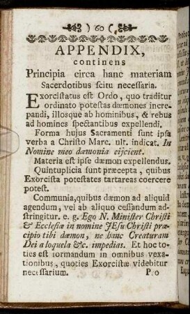 Appendix, continens Principia circa hanc materiam Sacerdotibus scitu necessaria.