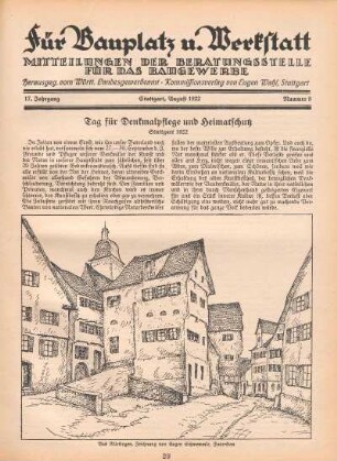 Tag für Denkmalpflege und Heimatschutz Stuttgart 1922