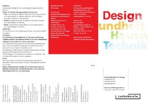 Flyer der Berufsfachschule für Design im Berufsausbildungszentrum Lette-Verein