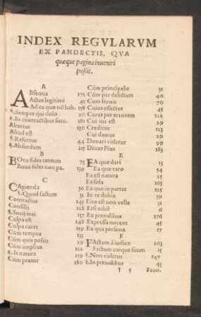Index Regularum Ex Pandectis ...