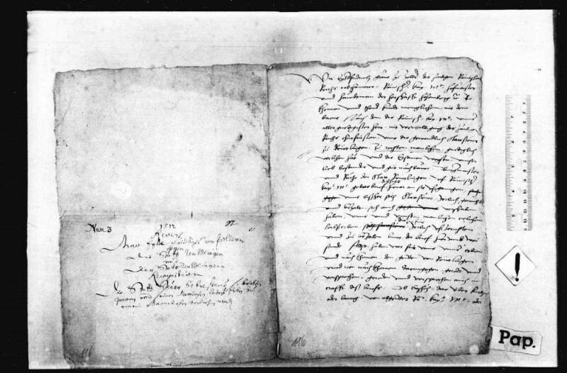 Eitel Friedrich, Graf zu Zollern, Erbkämmerer, Hofmeister und Marschall der Herrschaft Hohenberg verpflichtet sich der Stadt Reutlingen gegenüber, deren gewöhnliche Stadtsteuer er als Mannlehen erhalten hat, falls an der erwähnten Lehenschaft Irrung oder Verhinderung entsteht, es auf seine Kosten ohne der Stadt Reutlingen Schaden in Ordnung zu bringen, ferner wollen er und seine Erben für die Stadtsteuer nur 250 rhein. fl. jährlich nehmen.