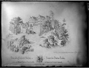 Baden-Baden Altes Schloss - Schloss Hohenbaden Rekonstruktionszeichnung (19. Jahrhundert)