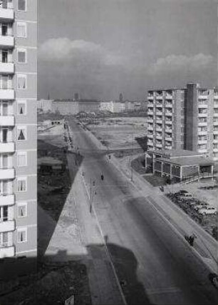 180° Panorama, Bild 4 von 7. Blick auf das Baugelände Neubauviertel Springprojekt. Berlin-Kreuzberg, Neuenburger Straße
