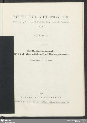 Der Rückwirkungsfaktor bei elektrodynamischen Erschütterungsmessern