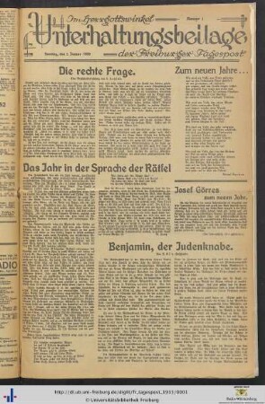 26. Jg. (Januar bis Juni): Freiburger Tagespost