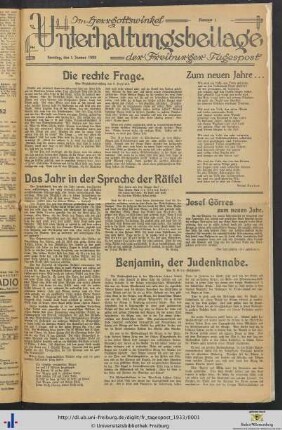 26. Jg. (Januar bis Juni): Freiburger Tagespost