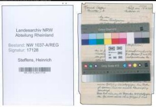 Entnazifizierung Heinrich Steffens , geb. 31.07.1900 (Konrektor)