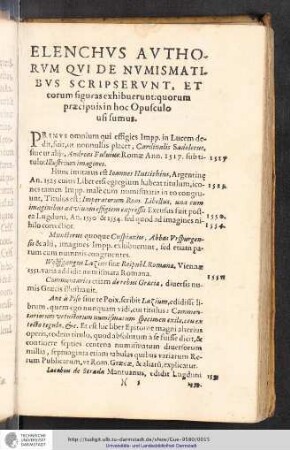 Elenchus authorum qui de numismatibus scripserunt