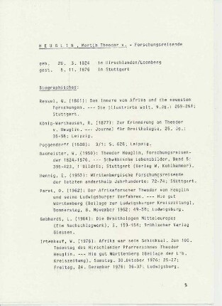 Aktendeckblatt Personenakte Martin Theodor v. Heuglin