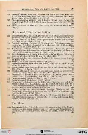 Holz- und Elfenbeinarbeiten (Nr. 325-338)