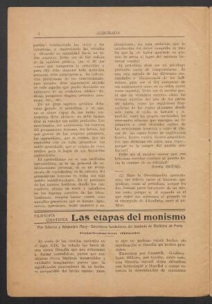 Las etapas del monismo : Filosofía científica