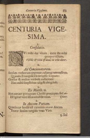 Centuria Vigesima.