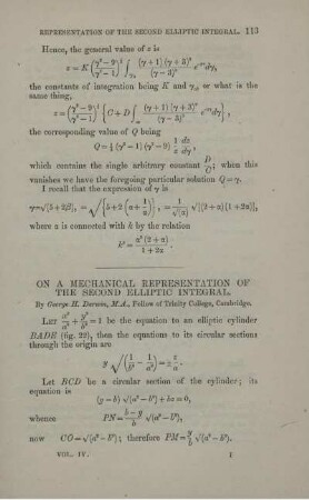 On a mechanical representation of the second elliptic integral.