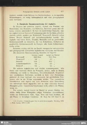 Chemische Zusammensetzung der Asphalte