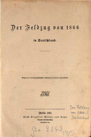 Der Feldzug von 1866 in Deutschland, [1]